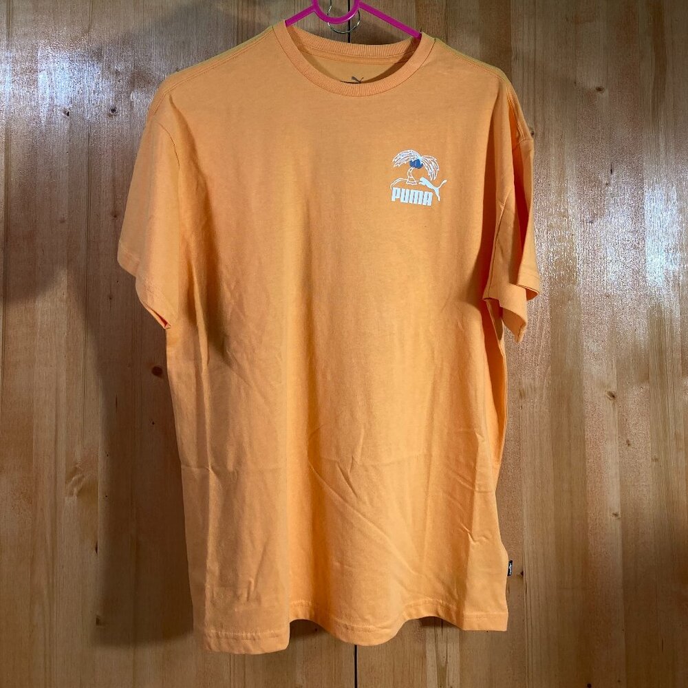 NEW! PUMA MID 90S Large L Lrg Boys Graphic Print T-Shirt Tee Shirt Orange
